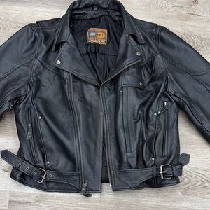 Men’s Heavyweight Leather Biker Jacket size XL Like New!